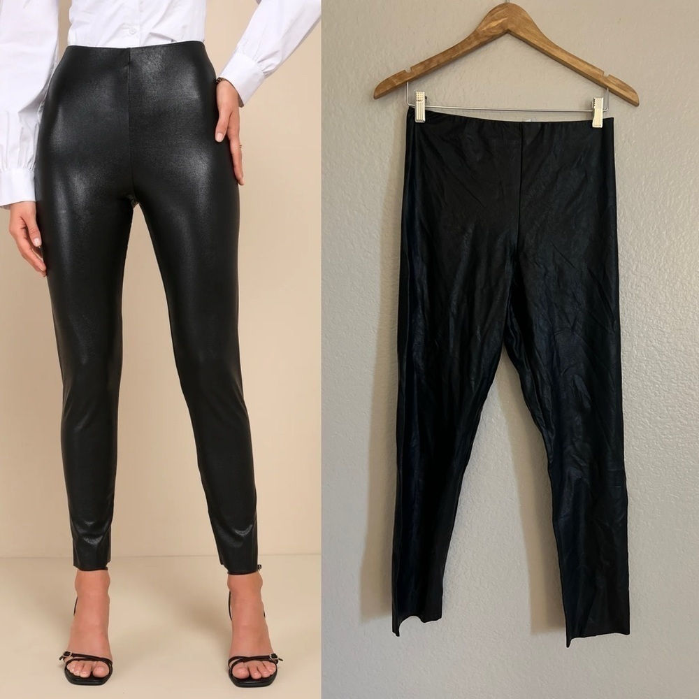 Black Vegan Leather High-Waisted Leggings NWOT